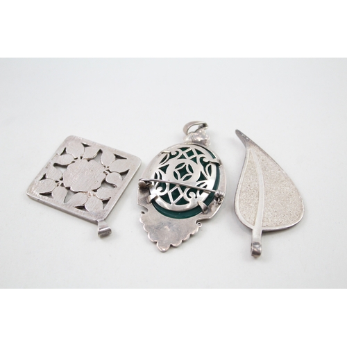 243 - Three silver pendants including enamel