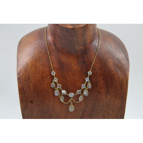 252 - Antique Moonstone chandelier drop necklace