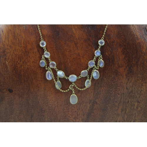 252 - Antique Moonstone chandelier drop necklace