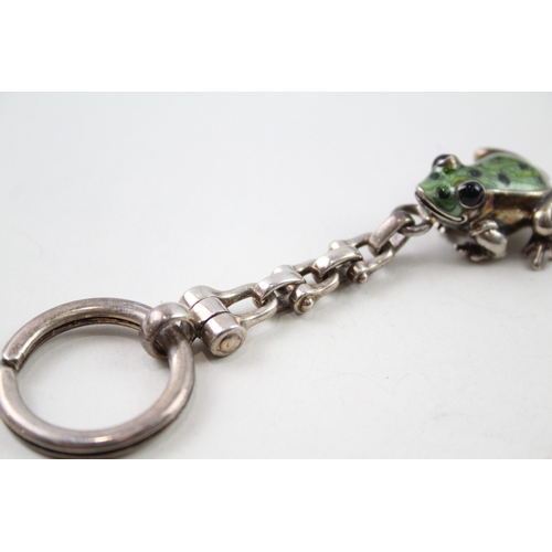 354 - TIFFANY & CO. 2002 .925 Sterling Silver Novelty Frog Enamelled Keyring (37g)