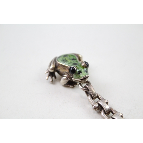 354 - TIFFANY & CO. 2002 .925 Sterling Silver Novelty Frog Enamelled Keyring (37g)