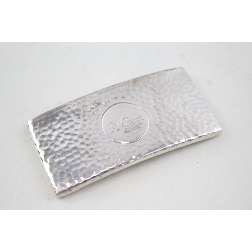 356 - Victorian 1894 London Sterling Silver Curved Hammered Calling Card Case (53g)