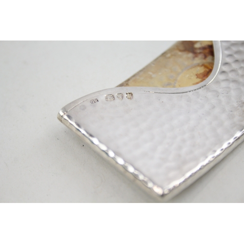 356 - Victorian 1894 London Sterling Silver Curved Hammered Calling Card Case (53g)