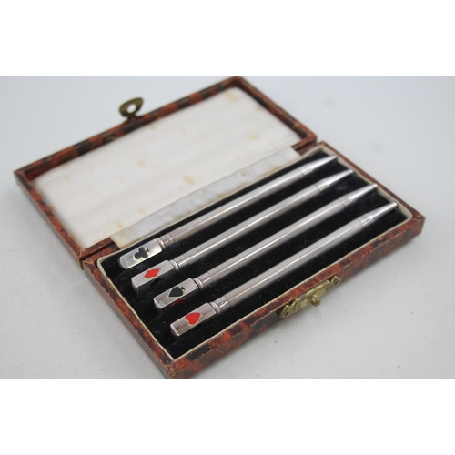 358 - Set of 4 x Vintage Stamped .925 Sterling Silver Cribbage Propelling Pencils 30g