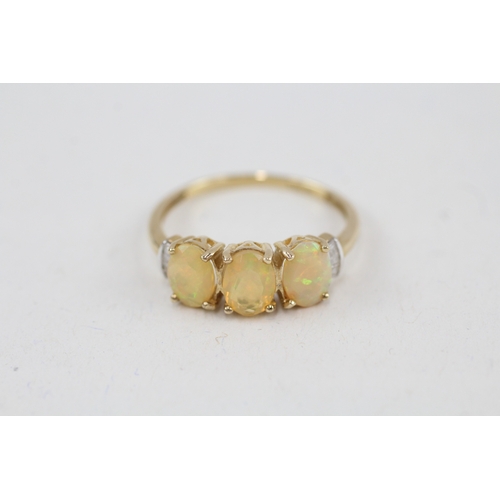 36 - 9ct gold enhanced opal & diamond dress ring (2.2g) Size  T