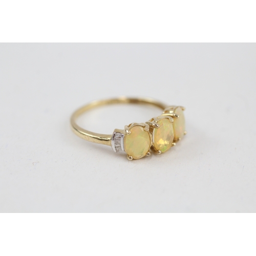 36 - 9ct gold enhanced opal & diamond dress ring (2.2g) Size  T