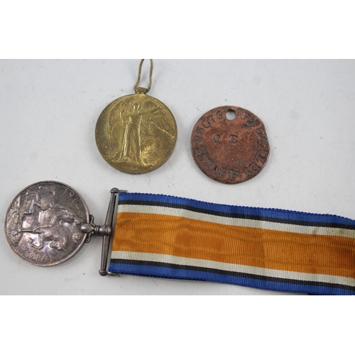 367 - WW1 Medal Pair & ID Tag 23076 Pte F. Buckley S. Staffs Regt