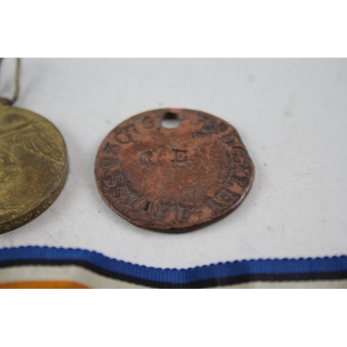 367 - WW1 Medal Pair & ID Tag 23076 Pte F. Buckley S. Staffs Regt