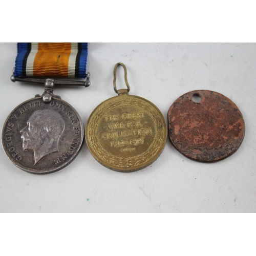 367 - WW1 Medal Pair & ID Tag 23076 Pte F. Buckley S. Staffs Regt