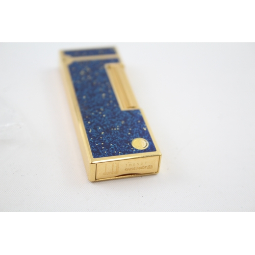 373 - DUNHILL Gold Plated & Lapis Lazuli Enamel Rolagas Cigarette Lighter - TM5527