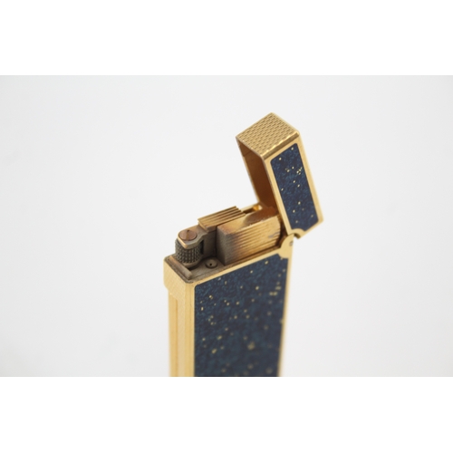 373 - DUNHILL Gold Plated & Lapis Lazuli Enamel Rolagas Cigarette Lighter - TM5527