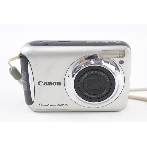 405 - Canon Powershot A495 Digital Compact Camera Working w/ Canon 3.3x Zoom Lens