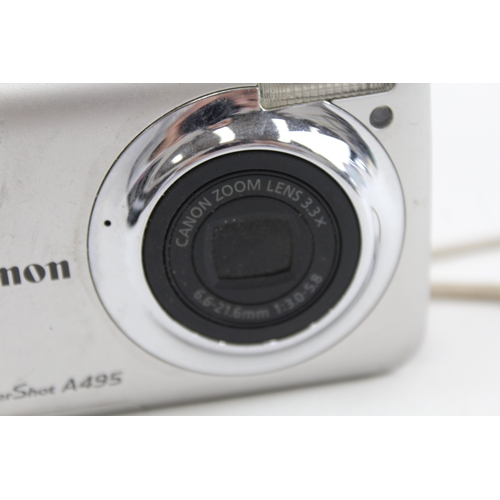 405 - Canon Powershot A495 Digital Compact Camera Working w/ Canon 3.3x Zoom Lens