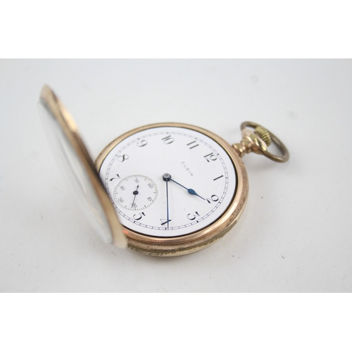 411 - Vintage Elgin Open Face Rolled Gold Pocket Watch Hand-Wind WATCH RUNS