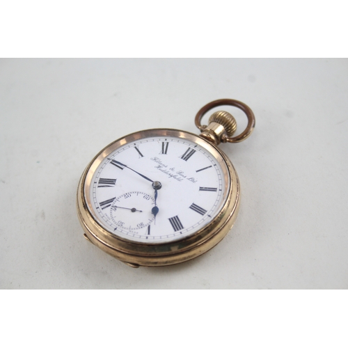 426 - Men's Fillans & Sons Open Face Rolled Gold Pocket Watch Hand-Wind WATCH RUNS