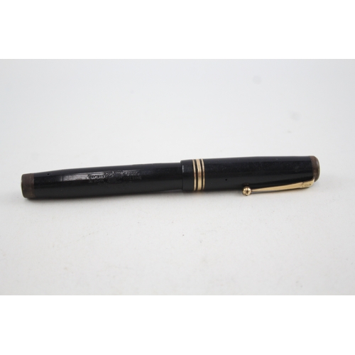 435 - Vintage Mabie Todd Swan Leverless Black Fountain Pen w/ 14ct Gold Nib WRITING