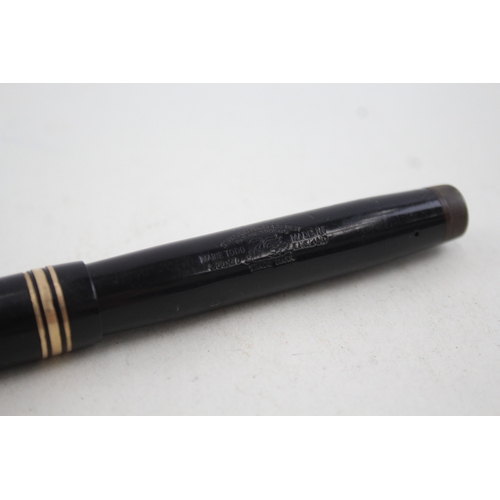 435 - Vintage Mabie Todd Swan Leverless Black Fountain Pen w/ 14ct Gold Nib WRITING