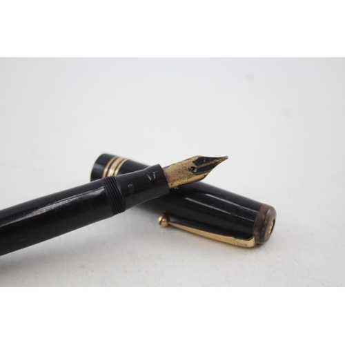 435 - Vintage Mabie Todd Swan Leverless Black Fountain Pen w/ 14ct Gold Nib WRITING