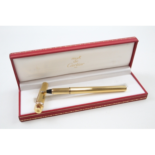 437 - Must De CARTIER Gold Plated Rollerball Pen WRITING In Original Box - 860898