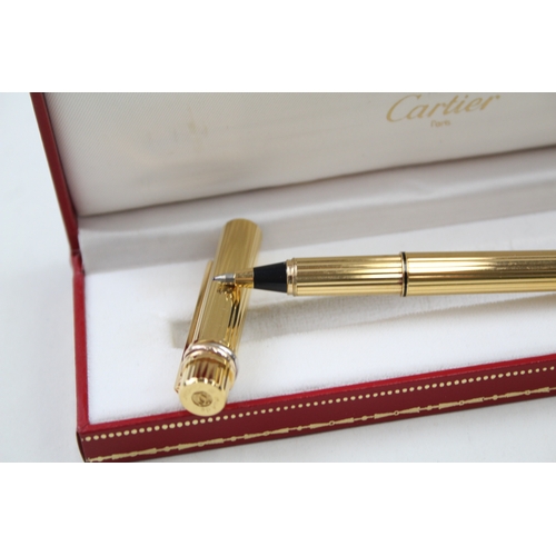 437 - Must De CARTIER Gold Plated Rollerball Pen WRITING In Original Box - 860898