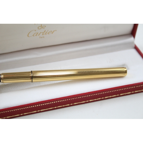 437 - Must De CARTIER Gold Plated Rollerball Pen WRITING In Original Box - 860898