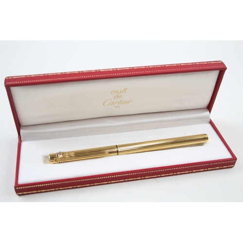 437 - Must De CARTIER Gold Plated Rollerball Pen WRITING In Original Box - 860898