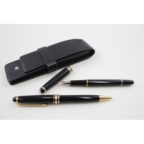 447 - Montblanc Meisterstuck Black Fountain Pen w/ 14ct White Gold Nib, Pencil Etc