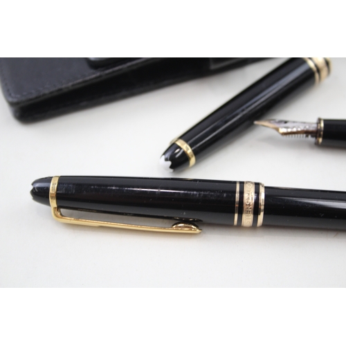 447 - Montblanc Meisterstuck Black Fountain Pen w/ 14ct White Gold Nib, Pencil Etc