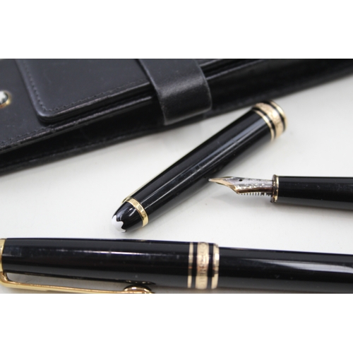 447 - Montblanc Meisterstuck Black Fountain Pen w/ 14ct White Gold Nib, Pencil Etc