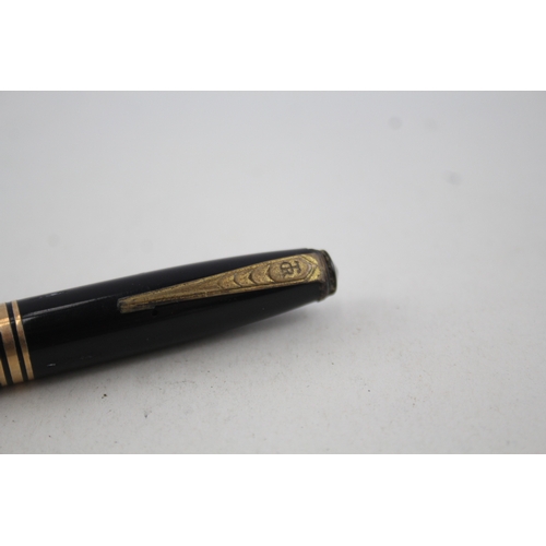 448 - Vintage De La Rue Onoto Lever Pen Black Fountain Pen w/ 14ct Gold Nib WRITING