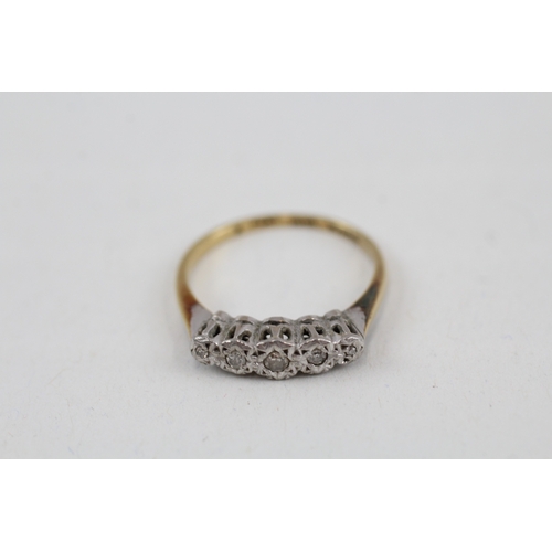 45 - 18ct gold and platinum vintage diamond five stone dress ring (2.2g) Size  M