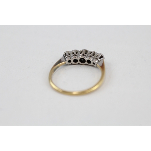 45 - 18ct gold and platinum vintage diamond five stone dress ring (2.2g) Size  M