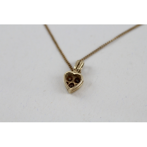 47 - 9ct gold diamond heart pendant with 9ct gold chain (1.7g)