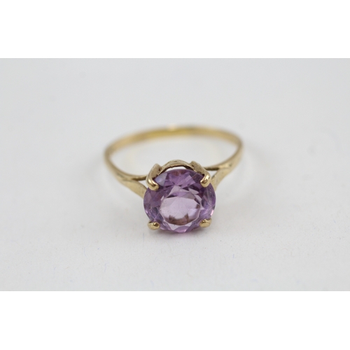 53 - 9ct gold vintage amethyst dress ring (2.5g) AS SEEN - MISHAPEN Size  S