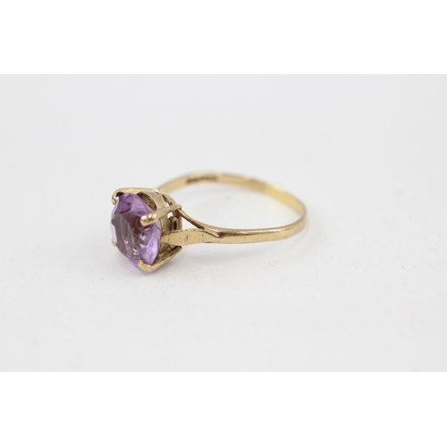 53 - 9ct gold vintage amethyst dress ring (2.5g) AS SEEN - MISHAPEN Size  S