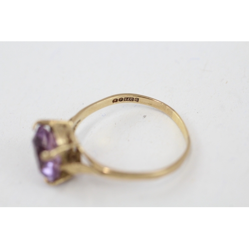 53 - 9ct gold vintage amethyst dress ring (2.5g) AS SEEN - MISHAPEN Size  S