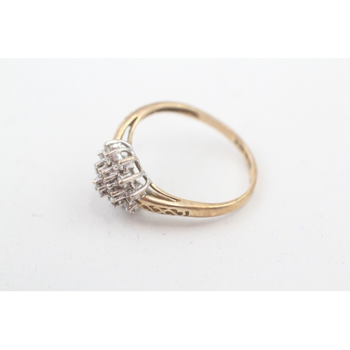 56 - 9ct gold diamond cluster ring, claw sett (2.4g) AS SEEN - MISHAPEN Size  L