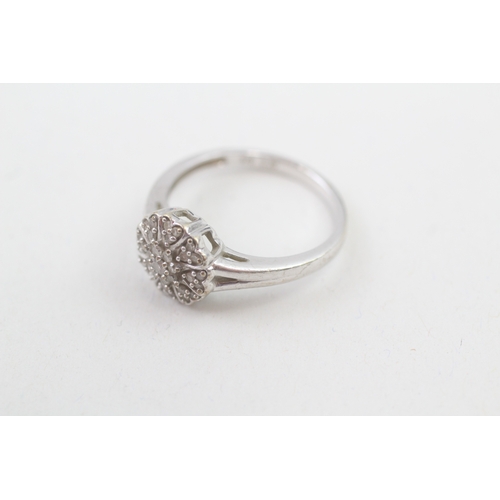 72 - 9ct white gold diamond cluster dress ring (3.2g) Size  P