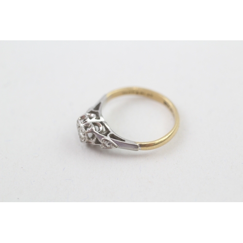 75 - 18ct gold and platinum vintage diamond heart dress ring (2.5g) Size  J