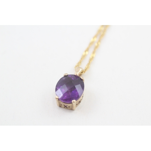 9 - 9ct gold amethyst single stone pendant necklace (4.2g)