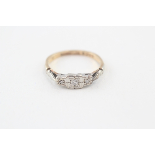 93 - 9ct gold vintage diamond dress ring (1.4g) Size  J