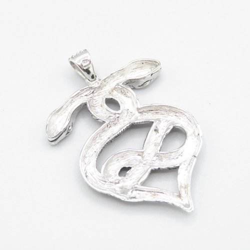 259 - Silver and Marquisate Pendant with two Snakes - 41mm.  HM 925