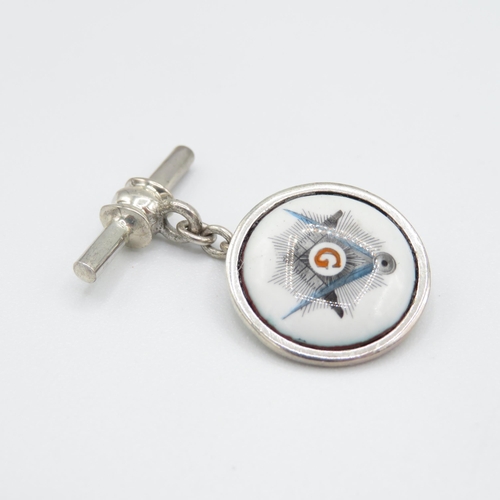 260 - Set of HM 925 Sterling Silver cufflinks with enamel insert (11g)  in excellent condition 20mm dia.