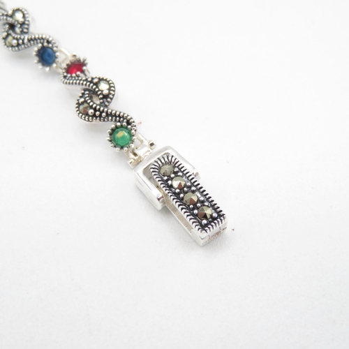 263 - HM 925 Sterling Silver bracelet set with green, blue and red stones (12g) in excellent condition - m... 