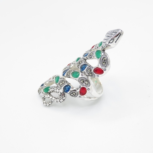 270 - Large Silver and Gemstone Snake Ring 62mm Long