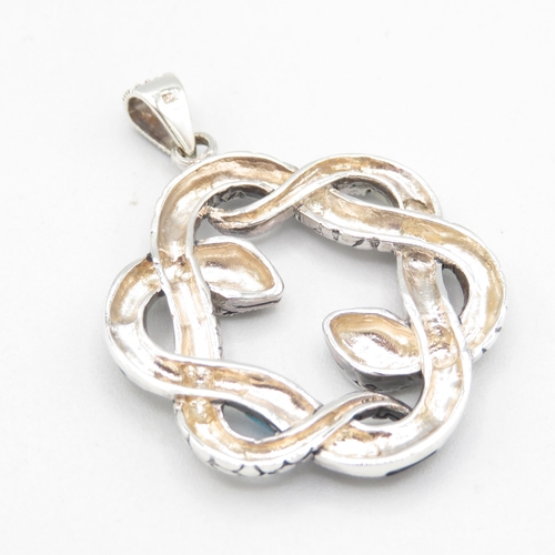 271 - Entwined Snake Pendant with multi gemstones 925 silver 38mm long