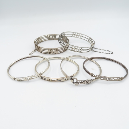 308 - Collection of 6 x Arts and crafts movement bangles (77.3g)