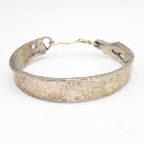 313 - 2 x Silver bangles - one with gold clasp - (42.8g)