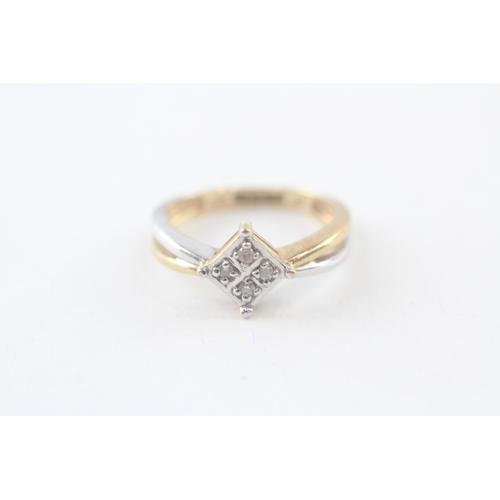 105 - 9ct gold diamond four stone ring (2.2g) Size  L