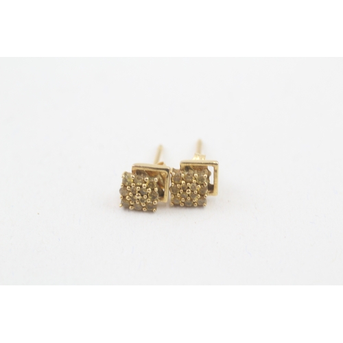 123 - 9ct gold yellow sapphire cluster stud earrings (1.2g)